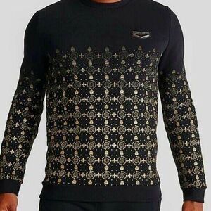 Supply & Demand- Black and Gold Monogram Crew Neck Sweatshirt